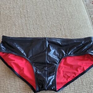 Men's Black and Red Swim Briefs